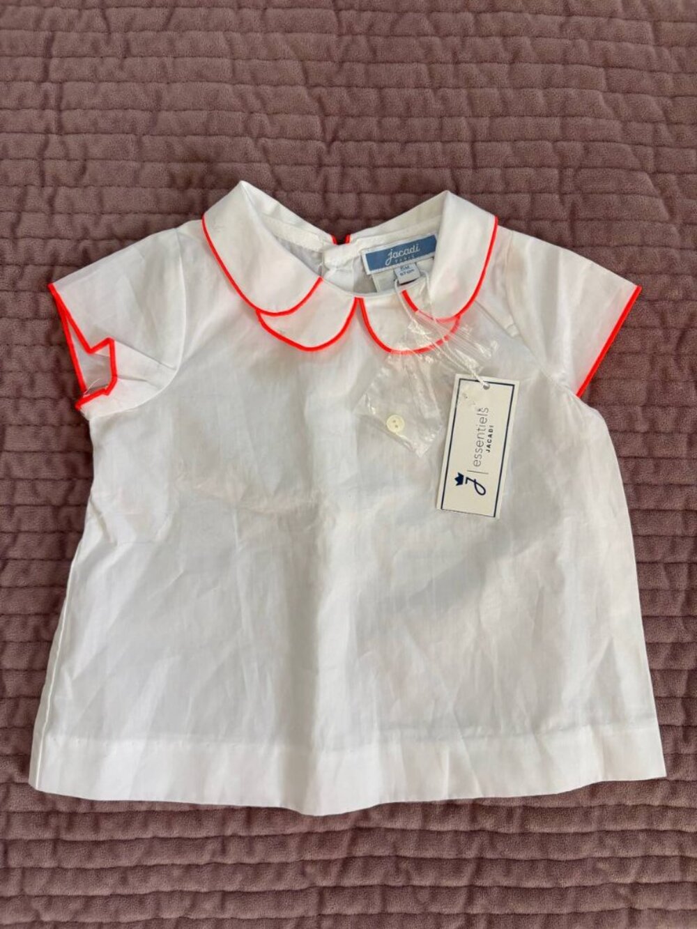 Jacadi Paris Essentiels Belinebis Baby Girl Blouse Size 6M /67cm 100% Cotton NEW